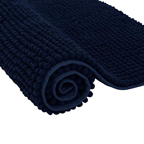 SU SUBRTEX Badvorleger, rutschfest, weich, kurz, Plüsch, Chenille, Navy, 40×60cm von SU SUBRTEX