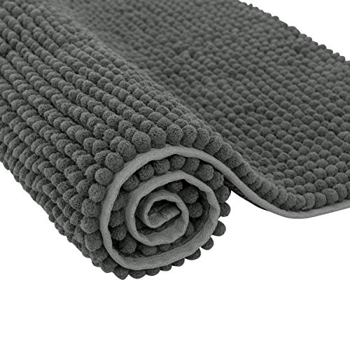 SU SUBRTEX Weich Kurz Plüsch Badvorleger für Badezimmer, Chenille, grau, 40×60cm von SU SUBRTEX