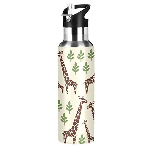 SUABO Sport-Wasserflasche, Giraffen-Familie, vakuumisoliert, Edelstahl, Wasserflasche für Vater Jungen Mädchen von SUABO