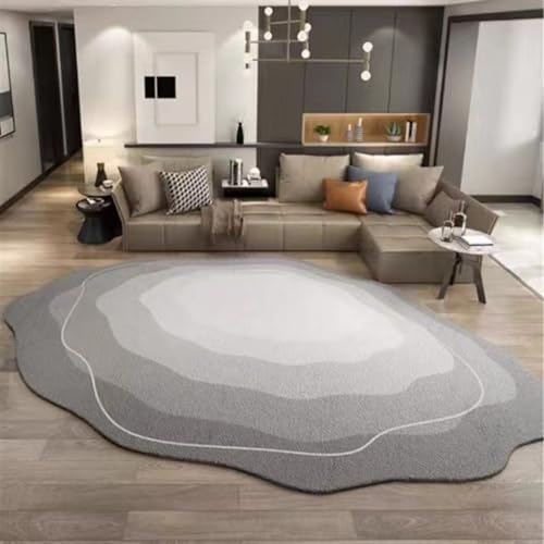 SUABON Unregelmäßiger runder Teppich, weiche, rutschfeste, fusselfreie Matte, Plüsch-Teppich mit modernem, Flauschiger, großer, waschbarer Teppich for Wohnzimmer, Schlafzimmer, Esszimmer von SUABON