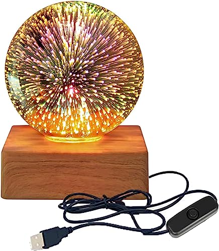 3D Tischlampe,SUAVER USB Ball Lampe Kreative Nachtlicht,Dekorative Glas lampe Schreibtischlampen Stimmungslichter Party Lampe Geschenk Home Decoration Lampen(Feuerwerk) von SUAVER