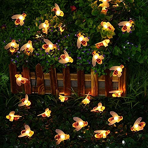 LED Lichterkette Außen, SUAVER 30LED Bienen Solar Lichterkette Außen Wasserdichte Solar Beleuchtung dekorative Lichter für Party, Weihnachten, Außen, Hochzeit, Garten,Haus,Fest Deko (Warmweiß) von SUAVER