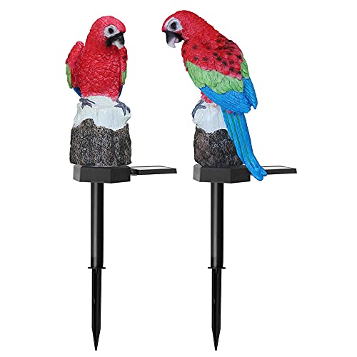 SUAVER 2 Stück Solarleuchten Garten Warmweiß, Solar Gartenleuchte Wasserdichte LED Wegbeleuchtung Solarlampen Landschaft Dekor Lampe für Garten Patio Rasen Terrasse Balkon (Rot Papagei) von SUAVER