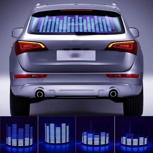 SUAVER Auto-Aufkleber Musik-Sensor,LED Sound Aktiviert Equalizer Auto Neon Licht Musik Rhythmus Flash Lampe Aufkleber Styling Mit Control Box (Blau, 90x25cm) von SUAVER