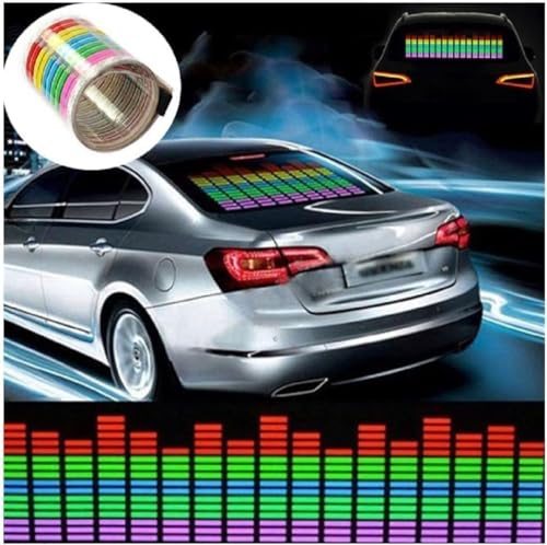 SUAVER Auto-Aufkleber Musik-Sensor,LED Sound Aktiviert Equalizer Auto Neon Licht Musik Rhythmus Flash Lampe Aufkleber Styling Mit Control Box (Mehrfarbig, 90x25cm) von SUAVER