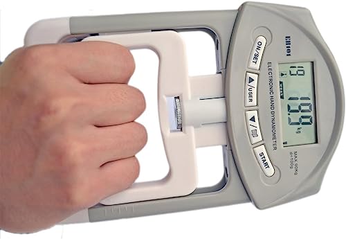 SUAVER Digitaler Hand-Kraftmesser, 90kg/200lbs Dynamometer,Handtrainer Griffstärke-Messgerät Automatische Erfassung der elektronischen Griffkraft (Grau) von SUAVER
