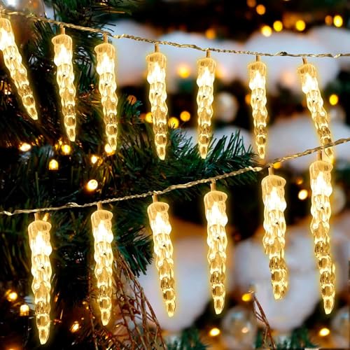SUAVER LED Eiszapfen Lichterkette Außen und Innen, Wasserdicht 10M 80LED Eiszapfenleuchten Batteriebetrieben Eisregen Weihnachtsbeleuchtung Meteorschauer Lichte für Garten Außendeko (10m 80LED Warm) SUAVER LED Eiszapfen Lichterkette Außen und Innen, Wasserdicht 10M 80LED Eiszapfenleuchten Batteriebetrieben Eisregen Weihnachtsbeleuchtung Meteorschauer Lichte für Garten Außendeko (10m 80LED Warm) von SUAVER
