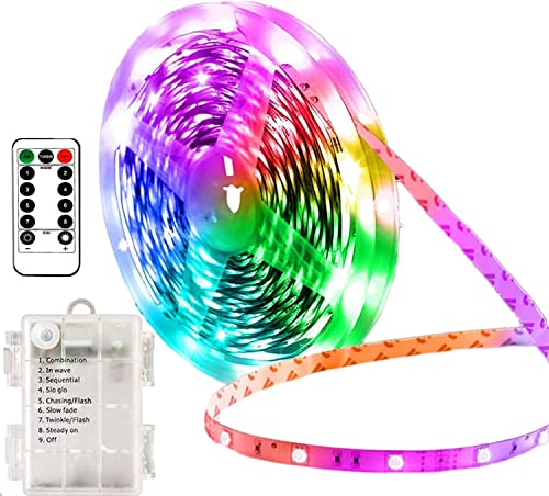 SUAVER LED Streifen Batteriebetrieben 5m 150LED Flexible LED Strip mit Fernbedienung Timer Wasserdicht 8 Modi Schneidbar,Selbstklebend,Dimmbar Beleuchtung Dekorative (Mehrfarbig) von SUAVER