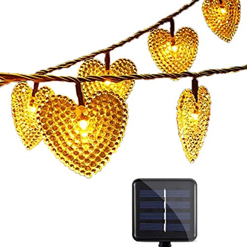 Solar Lichtschlauch Lichterkette,SUAVER Wasserdicht 20ft 30LED Herzform Außenlichterkette Weihnachtsbeleuchtung Für Hochzeit Festival Party Garten Dekoration(Warmweiß) von SUAVER