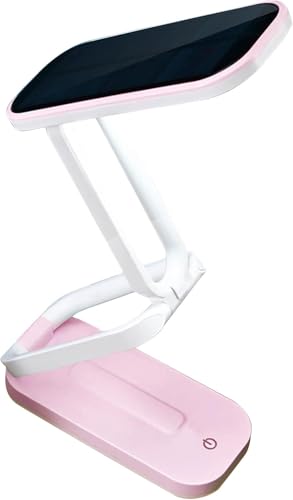 SUAVER Solar Tischlampe 2-in-1 Aufladung LED Tischleuchte Tragbare Faltbare Schreibtischlampe Dimmbare LED Leselampe Akku Solarlampen kabellos Nachttischlampe für Büro,Schlafzimmer,Reisen (Rosa) von SUAVER