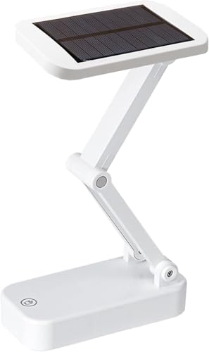 SUAVER Solar Tischlampe 2-in-1 Aufladung LED Tischleuchte Tragbare Faltbare Schreibtischlampe Dimmbare LED Leselampe Akku Solarlampen kabellos Nachttischlampe für Büro,Schlafzimmer,Reisen (Weiß) von SUAVER