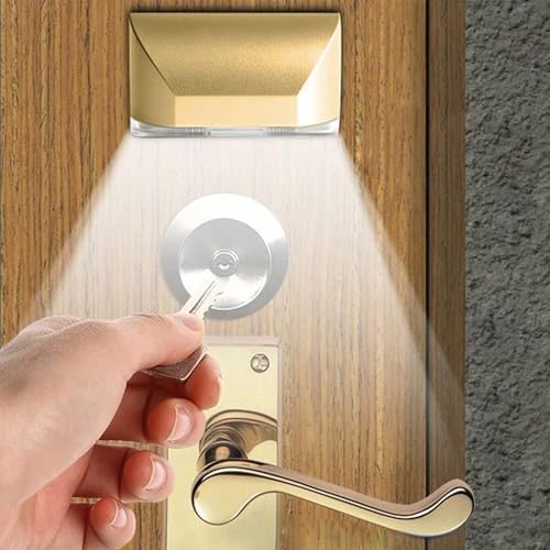 Schlüsselloch Licht,SUAVER 4LED Keyhole Lampe Infrarot-PIR-Bewegungsmelder Schrank Licht batteriebetrieben Schlafzimmer Notlicht kleines Nachtlicht Door Lock Sensor Light (Gold, 1 Stück) von SUAVER