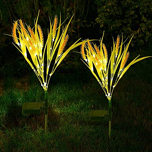 Solar Gartenlicht,SUAVER 2 Stück Blume Licht Solarleuchte Außen Wasserdicht Solarlampe Gartenfackeln Blume Dekoration Lichter im Freien für Garten Rasen Terrasse Beleuchtung (Weizenohr) von SUAVER