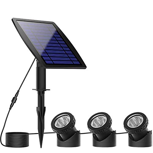 Solar Spotlight Licht,SUAVER Unterwasser Scheinwerfer LED Teichbeleuchtung Solar Gartenleuchte wasserdicht Landschafts beleuchtung für Garten,Brunnen,Terrasse,Liegewiese (Warmweiß) von SUAVER