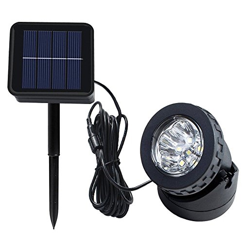 SUAVER Solar Spotlight Licht, Wasserdicht Strahler LED Außen Unterwasser Scheinwerfer Solar-Gartenleuchte Landschafts beleuchtung für Garten, Brunnen, Terrasse, Liegewiese (Typ 1-weiß) von SUAVER