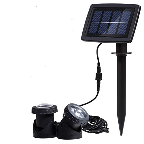 SUAVER Solar Spotlight Licht, Wasserdicht Strahler LED Außen Unterwasser Scheinwerfer Solar-Gartenleuchte Landschafts beleuchtung für Garten, Brunnen, Terrasse, Liegewiese (Typ 2-weiß) von SUAVER