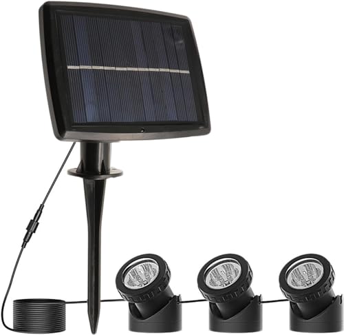 SUAVER Solar Spotlight Licht, Wasserdicht Strahler LED Außen Unterwasser Scheinwerfer Solar-Gartenleuchte Landschafts beleuchtung für Garten, Brunnen, Terrasse, Liegewiese (Typ 3-weiß) von SUAVER