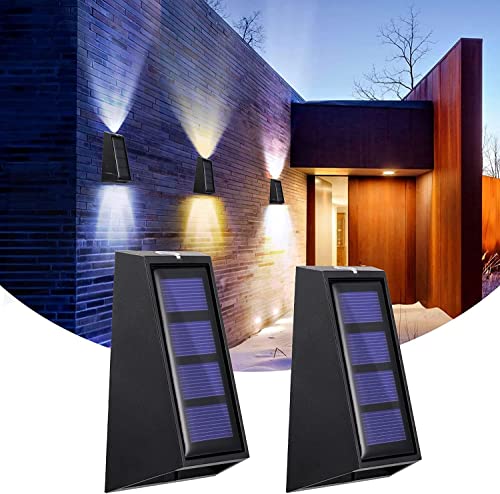 Solarlampen für Außen,SUAVER Solar Wandleuchte Außen Dekorative Solar Gartenleuchte Kaltweiß/Warmweiß Außenwandleuchte Solar Zaunbeleuchtung,Solar Deck Licht Balkon Terrasse Hof Treppe (4 Stück) von SUAVER