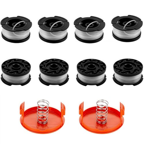 Rasenmäherspule kompatibel mit Black und Decker Rasenmäher, A6481 A6485 AF-100 Rasenmäher-Ersatzspule, 1,65 mm Drahtdurchmesser Freischneiderlinie (8 Spule+2 Kappe+2 Feder) von SUBEEN