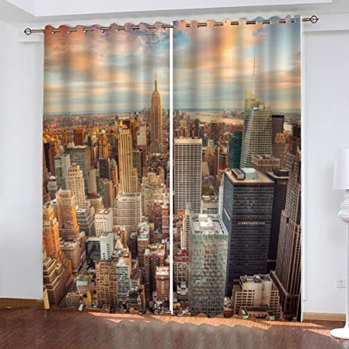 Gardinen Blickdicht 2er Set New York Verdunklungsgardine Ösen 3D Vorhang Lichtundurchlässig Wärmeisolierung Polyester Schlafzimmer schmücken Architektur Landschaft Manhattan Vorhang 280x260(2x140x260) Gardinen Blickdicht 2er Set New York Verdunklungsgardine Ösen 3D Vorhang Lichtundurchlässig Wärmeisolierung Polyester Schlafzimmer schmücken Architektur Landschaft Manhattan Vorhang 280x260(2x140x260) von SUBIKA
