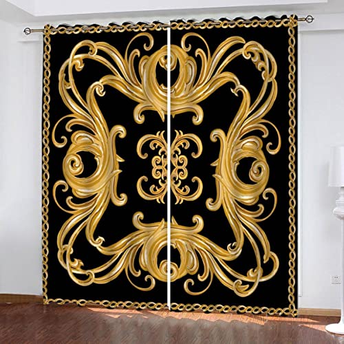 SUBIKA Vorhang Blickdicht mit Ösen 3D Verdunkelungsvorhang 2er Set Gardine Polyester für Schlafzimmer Kinderzimmer Wohnzimmer Dekoration 140x160cm?2x70x160cm? Schwarze Farbe Goldene Farbe SUBIKA Vorhang Blickdicht mit Ösen 3D Verdunkelungsvorhang 2er Set Gardine Polyester für Schlafzimmer Kinderzimmer Wohnzimmer Dekoration 140x160cm?2x70x160cm? Schwarze Farbe Goldene Farbe von SUBIKA