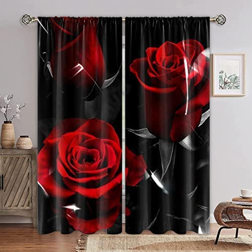 Schattierung Vorhänge Nahaufnahme Der Roten Rose 3D Druck 2Er Set Isolierung Schalldichte Kinder Gardinen Blickdicht Mit Ösen Vorhang Fenster Für Wohnzimmer Schlafzimmer Balkon Küchenbüro 280 X 180 C Schattierung Vorhänge Nahaufnahme Der Roten Rose 3D Druck 2Er Set Isolierung Schalldichte Kinder Gardinen Blickdicht Mit Ösen Vorhang Fenster Für Wohnzimmer Schlafzimmer Balkon Küchenbüro 280 X 180 C von SUBIKA