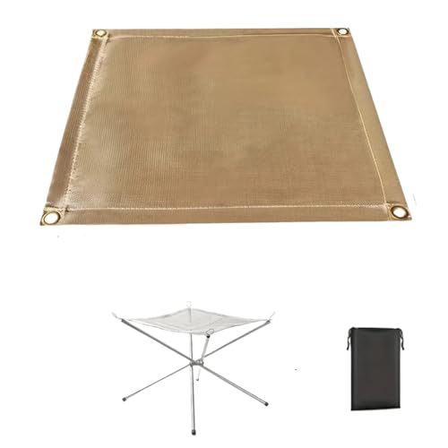 Feuerfeste Unterlage Grill Feuerfestes Tuch For Den Außenbereich, Hitzebeständiges Gewebe, Fiberglasmatte Mit Aufbewahrungstasche For Campinggrill, Picknick, Grill, Flammenschutz(60X80cm and L Net) von SUBLXPoten
