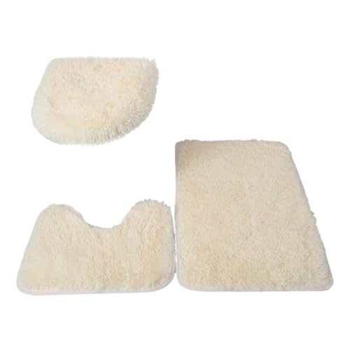 SUBLXPoten Badezimmerteppich Set 3Pcs Bathroom Rug Set Bath Plush Contour Mat Toilet Lid Cover Soft Door Carpet(Color1) von SUBLXPoten