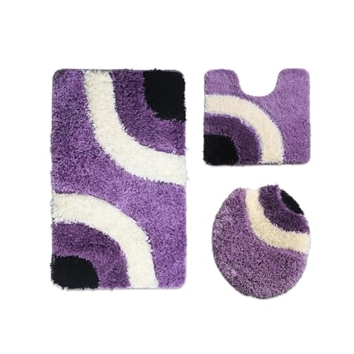 SUBLXPoten Badezimmerteppich Set Floor Mat Household Bathroom Water Absorption Combination Set of Three Pieces(1) von SUBLXPoten