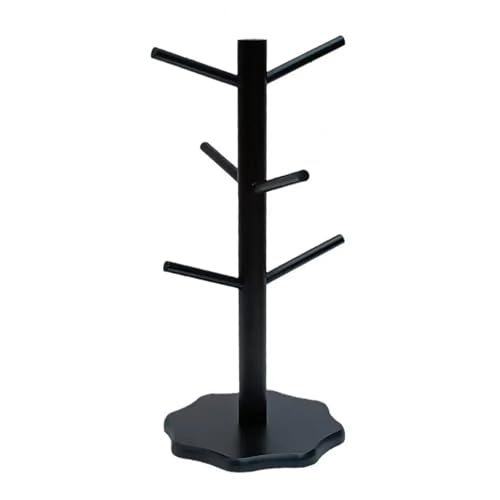 SUBLXPoten Becherhalter Baum Tassenhalter-Baum, 6 Haken, Kaffeetassenständer, Tassen-Organizer-Ständer for die Küchentheke(Style 2-black) von SUBLXPoten