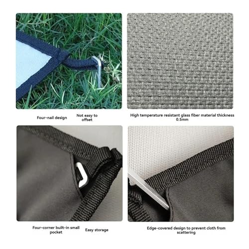 SUBLXPoten Feuerfeste Unterlage Grill Camping Feuerfeste Stoff Grill Matte Flammhemmende for Öfen Von Zelt Outdoor Feuerstelle Schutz(Light Gray 100x120cm) von SUBLXPoten