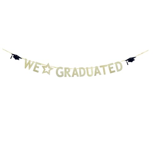 SUBOOCA Banner mit Aufschrift "We Graduated", lustiges goldenes Glitzer-Schild für Abschlussfeier, Congrats Grade Partyzubehör, Abschlussfeier, Wimpelkette Dekorationen von SUBOOCA