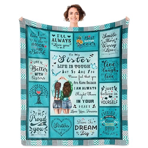 Sister Gifts, Sisters Gifts from Sister Blanket 60"x50", Birthday Gifts for Sister, Big Sister Gift, Sister Gifts Ideas for Christmas Mothers Day Graduation, to My Sister Blanket von SUBORD
