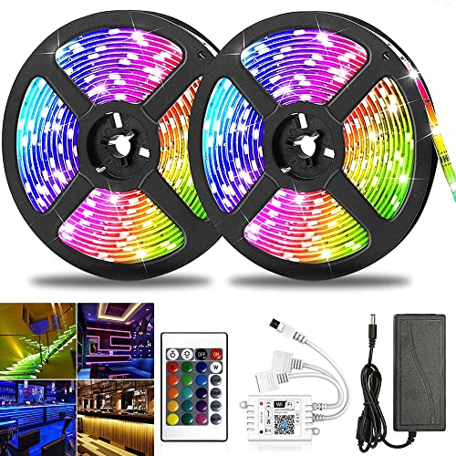 10M WiFi RGB LED Streifen Kit,LED Strip 300LED 5050SMD Lichtleiste Bände Arbeitet mit Alexa, Google Home Smartphone von SUBOSI