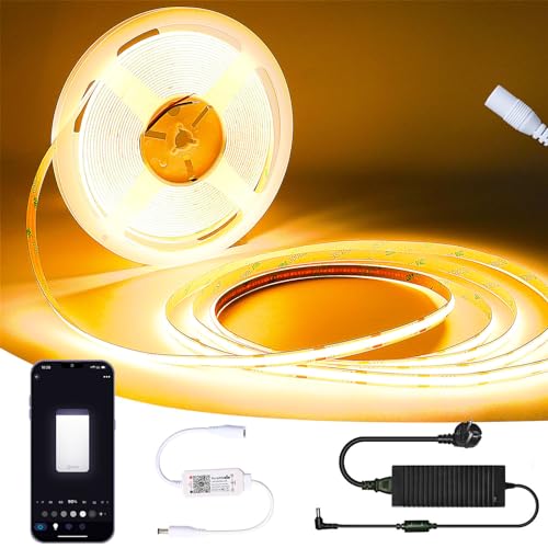 10M Wifi Intelligente COB LED Streifen 2700K Warmweiß,384LEDs/M DC12V,CRI90+,4270lm,Band Lichtleiste Arbeitet mit Google Home Assistant/Alexa,CRI90+ helles LED Strip mit Wifi Dimmer und GS Netzteil 10M Wifi Intelligente COB LED Streifen 2700K Warmweiß,384LEDs/M DC12V,CRI90+,4270lm,Band Lichtleiste Arbeitet mit Google Home Assistant/Alexa,CRI90+ helles LED Strip mit Wifi Dimmer und GS Netzteil von SUBOSI