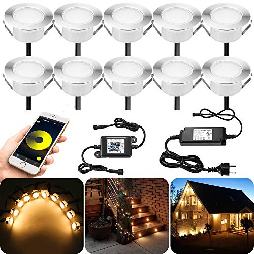 10er Set Bluetooth Dimmbar Warmweiß Led Bodeneinbaustrahle Aussen 1.5W Ø61mm IP67 Wasserdicht LED Einbaustrahler Terrasse Garten Led Lampe Full Kit 10er Set Bluetooth Dimmbar Warmweiß Led Bodeneinbaustrahle Aussen 1.5W Ø61mm IP67 Wasserdicht LED Einbaustrahler Terrasse Garten Led Lampe Full Kit von SUBOSI