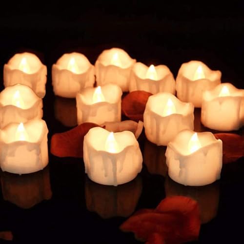 LED Kerzen mit timer,12er Warmweiß LED Flammenlose Kerzen Led Teelichter 6 Stunden an und 18 Stunden aus, flackernde batteriebetriebene kerzen, Warmweiß von SUBOSI