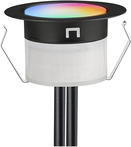 1er WiFi Led Bodeneinbaustrahler RGBIC+Wärmeweiß LED Bodenleuchten Bodenstrahler DC12V Ø31mm Spots Multicolor Chasing Effekt Terrassenbeleuchtung Arbeitet mit Alexa, Google Home,IP67 Wasserdicht von SUBOSI