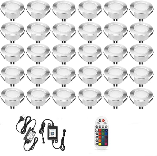 20er Bluetooth RGBWW Led Bodeneinbaustrahle Aussen 1.5W Ø61mm IP67 Wasserdicht LED Einbaustrahler Terrasse Küche Garten Led Lampe Full Kit von SUBOSI