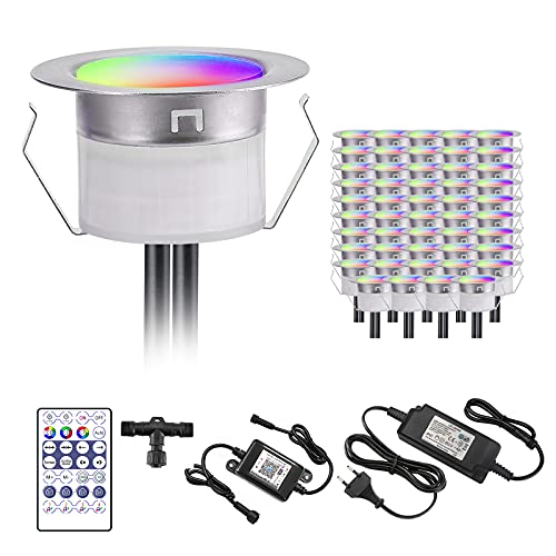 WiFi Dreamcolor RGB LED Bodeneinbauleuchten Multicolor Chasing Effekt Terrassenbeleuchtung Arbeitet mit Alexa, Google Home,DC12V Ø45mm IP67 Wasserdicht LED Einbaustrahler Terrassen 30er Full Kit WiFi Dreamcolor RGB LED Bodeneinbauleuchten Multicolor Chasing Effekt Terrassenbeleuchtung Arbeitet mit Alexa, Google Home,DC12V Ø45mm IP67 Wasserdicht LED Einbaustrahler Terrassen 30er Full Kit von SUBOSI