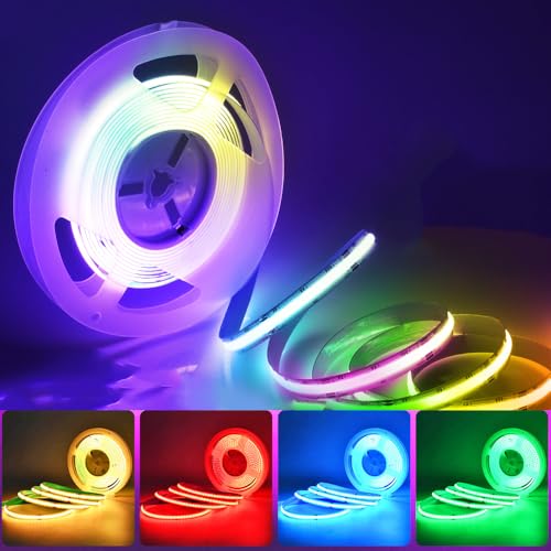 5M COB RGB LED Streifen Strip Lichterkette 576LEDs/M 2880LEDs 24V Band Lichtleiste RGB Led Strips lichtband Dimmbar Verformbar LED lichter Keine Stromversorgung von SUBOSI