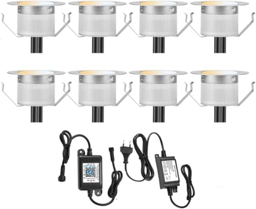 SUBOSI 6er Bluetooth Smart Dimmbar 1W Warmweiß Kaltes Weiß, Weiß 3 in 1 LED Bodeneinbauleuchten 3000k-6000k Einbaustrahler, Ø45mm IP67 Wasserdicht LED Einbaustrahler Außen, timing function von SUBOSI