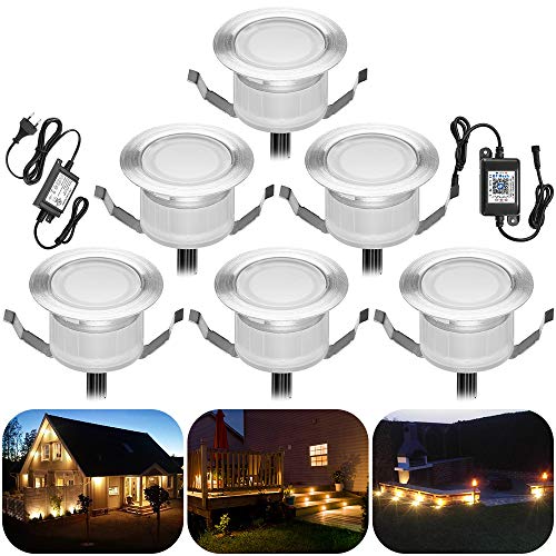 6er Set Bluetooth Dimmbar Warmweiß Led Bodeneinbaustrahle Aussen 1W Ø45mm IP67 Wasserdicht LED Einbaustrahler Terrasse Garten Led Lampe Full Kit 6er Set Bluetooth Dimmbar Warmweiß Led Bodeneinbaustrahle Aussen 1W Ø45mm IP67 Wasserdicht LED Einbaustrahler Terrasse Garten Led Lampe Full Kit von SUBOSI