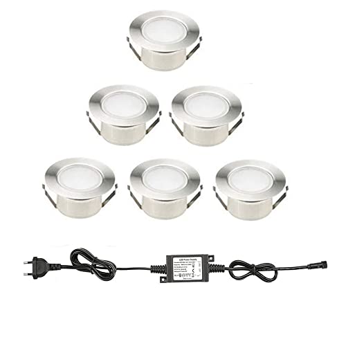 6er Set Ø61mm Led Bodenstrahler Bodeneinbauleuchten Boden Licht IP67 DC12V Wasserdicht Einbauleuchten Außen Terrasse Küche Garten Lampe spots außenbereich von SUBOSI
