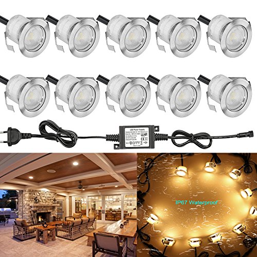 10er Set Led Bodeneinbaustrahler DC12V Ø30mm 0.6W LED Boden Licht IP67 Wasserdicht Led Einbaustrahler Außen Terrasse Küche Garten Led Lampe von SUBOSI