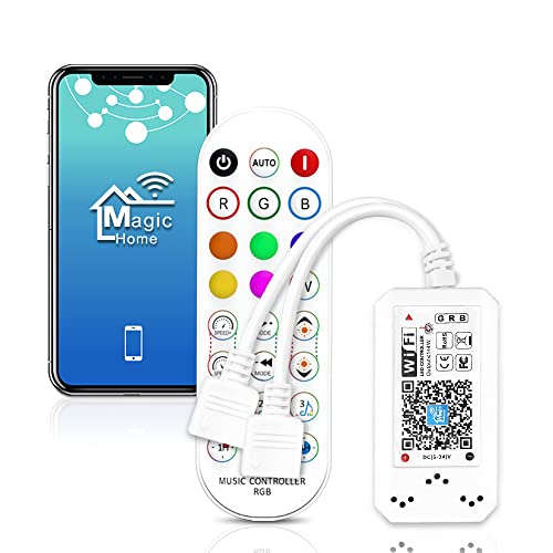 Neu WIFI RGB Led Streifen Kontroller mit 24 Tasten IR Musik Fernbedienung für 5050, 3528 Stripe Streifen,compatible with Alexa,Google Assistant von SUBOSI