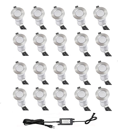 【Promotion】FVTLED 20er Set mini Bodeneinbaustrahler Set DC12V Ø19mm 0.4W LED Einbaustrahler IP67 Wasserdicht Einbauleuchten Außen Terrasse Küche Garten Led Lampe (20er, Warmes Weiß) von SUBOSI