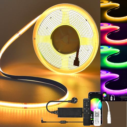 SUBOSI 10M WIFI COB RGBW+Warmweiß 24V Intelligent LED Streifen Strip Lichterkette 672LEDs/M 6720LEDs LED Band Lichtleiste Arbeitet mit Google Assistant/Alexa von SUBOSI