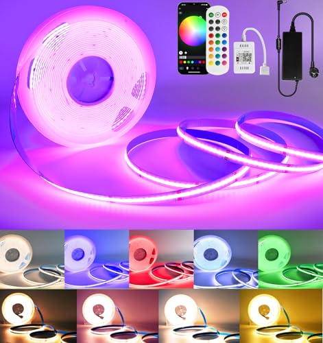 SUBOSI 10M WIFI Intelligent COB RGBW+Warmweiß 24V LED Streifen Strip Lichterkette 672LEDs/M 6720LEDs LED Band Lichtleiste Arbeitet mit Google Home Assistant/Alexaz von SUBOSI