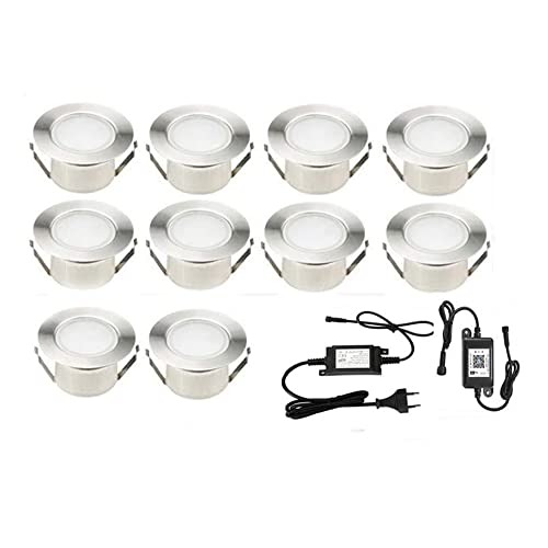 SUBOSI 10er Dimmbar LED Bodeneinbauleuchten große Größe Einbaustrahler Arbeitet mit Alexa,IFTTT,Wifi Wireless Smart Phone, Ø61mm IP67 Wasserdicht LED Einbaustrahler Außen Full Kit von SUBOSI